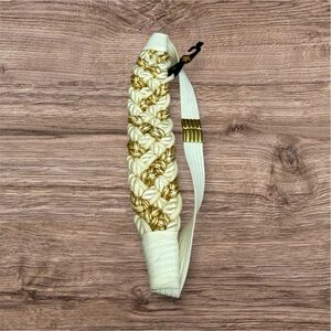 Braided Boho White/Gold M/L Stretch Expandable Belt NWT